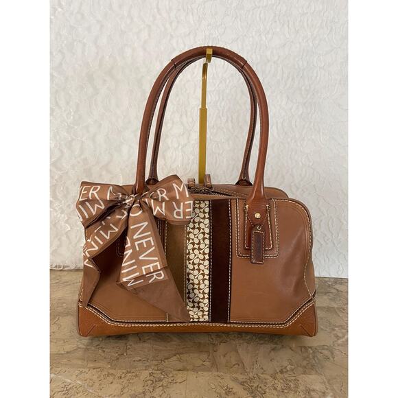 Coach Hampton light brown striped multicolored Carryall 10548 - Picture 1 of 10